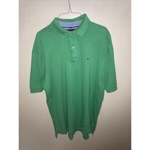 Tommy Hilfiger Polo Shirt Mens GREEN XL SHORT SLEEVE CASUAL SHIRT Classic Fit